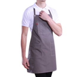 Grey Stain-resistant Kitchen Aprons Chefs Cook Apron Halt Top Cooking Apron(D0101H5CDBA)