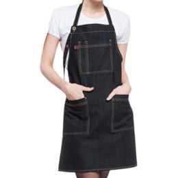 Stain-resistant Kitchen Aprons Cooking Apron Halt Top Chefs Cook Apron Black(D0101H5CDCU)