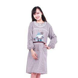 Waterproof Women's Long sleeves Kitchen Apron Cook Apron Little Girl,Khaki(D0101H5HCZ7)