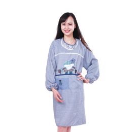 Waterproof Women's Long sleeves Kitchen Apron Cook Apron Little Girl,Blue(D0101H5HCZU)