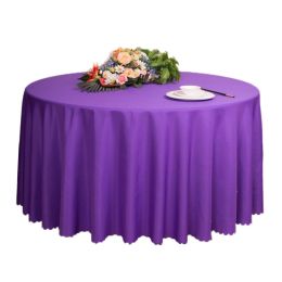 Simple Style Tablecloth 79-Inch Round Polyester Tablecloth, Purple(D0101H5J5K7)