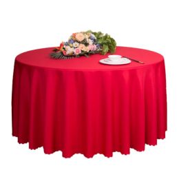 Simple Style Tablecloth 79-Inch Round Polyester Tablecloth, Red(D0101H5J5KY)