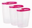 3pcs Utility Kitchen Storage Bins Cereals/Snacks Storage Canisters, Rose-red(D0101H7VHYW)