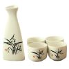 5 Piece Japanese Sake Set Hand Painted Wine Cup Wine Pot Sake Cup, Orchid(D0101HEPECY)