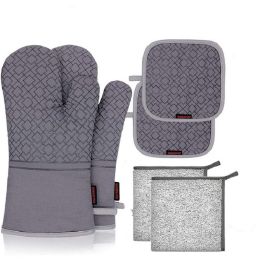 6 Pieces Non-Slip Pot Holders Heat Resistant Insulation Oven Mitts Kitchen Baking Tool(D0101HET1SU)