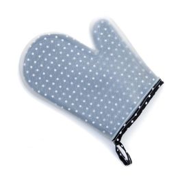 Set of 2 Transparent Oven Mitts Clear Polka DOT Silicone Cotton Lining Heat Resistant Waterproof Washable Kitchen Oven Gloves for BBQ Grilling Baking(