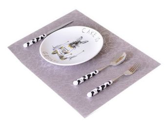 2 Pcs Placemats European Rectangular Insulation Placemats Rose Style Light Brown(D0101HR1ARA)
