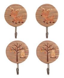 4 Pcs Wooden Hooks Strong Adhesive Kitchen Bathroom Wall Door Hooks, Deer/Rabbit(D0101HR3D0Y)