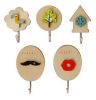 5 Pcs Wooden Hooks Strong Adhesive Kitchen Bathroom Wall Door Load-bearing Hooks(D0101HR3DQY)