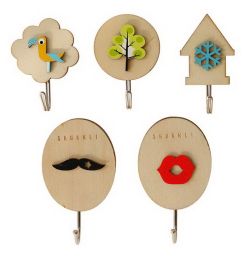 5 Pcs Wooden Hooks Strong Adhesive Kitchen Bathroom Wall Door Load-bearing Hooks(D0101HR3DQY)