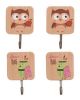 4 Pcs Wooden Hooks Strong Adhesive Kitchen Bathroom Load-bearing Hooks, Owl/Bird(D0101HR3MDW)