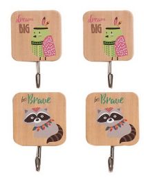 4 Pcs Wooden Hooks Strong Adhesive Kitchen Bathroom Load-bearing Hooks, Bird/Cat(D0101HR3MM7)