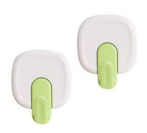 2-Pack Strong Adhesive Wall Hooks Kitchen Bathroom Bedroom Hangers, Square Green(D0101HR4957)