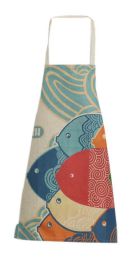 Retro Thicker Cotton Linen Kitchen Anti-oil Apron, Multicolor Fish(D0101HR4J7Y)
