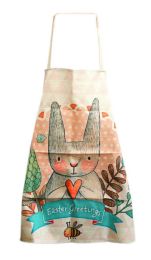 Retro Thicker Cotton Linen Kitchen Anti-oil Apron, Cartoon Rabbit(D0101HR4JRY)