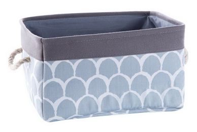 Fabric Portable Storage Basket Kitchen Snack Toy Debris Storage Box, Gray Petals(D0101HRFTGU)