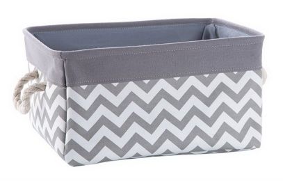 Fabric Portable Storage Basket Kitchen Snack Toy Debris Storage Box, Gray Ripple(D0101HRFTGY)