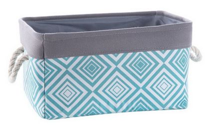 Fabric Portable Storage Basket Kitchen Snack Toy Debris Storage Box, Green Grids(D0101HRFTQA)