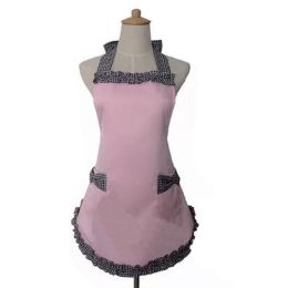 Cute Women's Apron Vintage Cooking Retro Apron Chef Kitchen Apron, Pink(D0101HRX037)