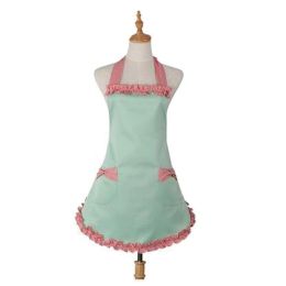 Cute Women's Apron Vintage Cooking Retro Apron Chef Kitchen Apron, Green(D0101HRX0FW)