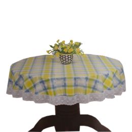 Checked Garden Tablecloths Circular Tablecloth 70 Inch(D0101HXMUCA)