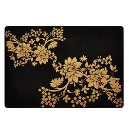 Set of 2 Vintage Waterproof Placemat Silicone Pad Table Decor Black/Golden(D0101HXMUQY)
