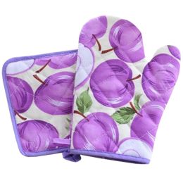 Professional Kitchen Tool Oven Mitts Oven Gloves Potholders Purple Apple(D0101HXZ567)