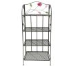 Four Tier Metal Foldable Bakers Rack with Flower Motifs, Black(D0102H7IZBY)