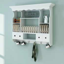 Wooden Kitchen Wall Cabinet White(D0102HE0R9W)