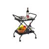 2-Tier Rolling Utility Cart with Wheels, Metal Bar Service Cart With Wine Rack, Lockable Wheel, Multi-Functional Storage Rack For Bar Office And Kitch