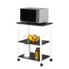 Baker's Rack 3-Tier Kitchen Utility Microwave Oven Stand Storage Cart Workstation Shelf(Vintage Board Top Black Metal Frame) RT(D0102HEC8CV)