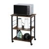 Baker's Rack 3-Tier Kitchen Utility Microwave Oven Stand Storage Cart Workstation Shelf(Vintage Board Top Black Metal Frame) RT(D0102HEC8VU)