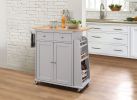 ACME Tullarick Kitchen Cart, Natural & Gray YF(D0102HECN4G)