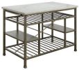 ACME Lanzo Kitchen Island (Counter), Marble & Antique Pewter YF(D0102HECNUU)