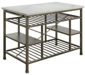 ACME Lanzo Kitchen Island (Counter), Marble & Antique Pewter YF(D0102HECNUU)