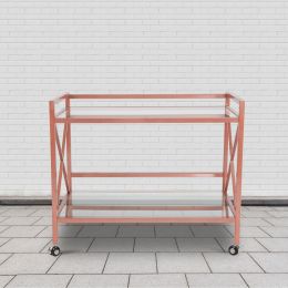 Glenwood Park Glass Kitchen Serving and Bar Cart(D0102HEGHHV)