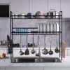 Over Sink Dish Rack, 2 Tier Stainless Steel Dish Rack Rustproof Durable Above Kitchen Sink Shelf Dish Drainer, Silver(D0102HEVGCU)