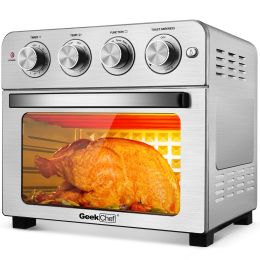 Toaster Oven Air Fryer Combo, Countertop Convection Oven with 4 Accessories & Recipes, Easy Clean, Stainless Steel, Silver(D0102HEVWV7)