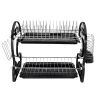 Multifunctional Dual Layers Bowls & Dishes & Chopsticks & Spoons Collection Shelf Dish Drainer Black(D0102HHVIDY)