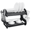 Multifunctional Dual Layers Bowls & Dishes & Chopsticks & Spoons Collection Shelf Dish Drainer Black(D0102HHVIDY)