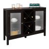 FCH Transparent Double Door with X-shaped Wine Rack Sideboard Entrance Cabinet Brown RT(D0102HP80DU)