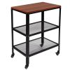 3-Tier Kitchen Microwave Cart, Rolling Kitchen Utility Cart, Standing Bakers Rack Storage Cart with Metal Frame for Living Room Brown(D0102HPDWI7)