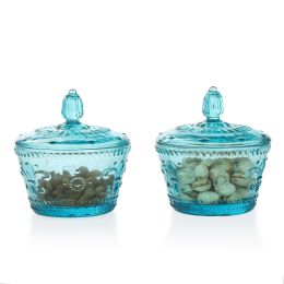 Colorful Embossed Glass Candy Jars with Lids(D0102HPK7HG)
