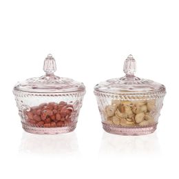 Colorful Embossed Glass Candy Jars with Lids(D0102HPK7HU)