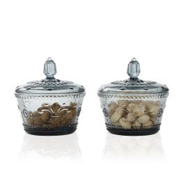Colorful Embossed Glass Candy Jars with Lids(D0102HPK7HY)