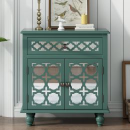 29.5'' Accent Storage Cabinet Wooden Cabinet with Decorative Mirror Door, Modern Sideboard for Entryway, Living Room(D0102HPKD0Y)