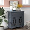 31.5'' Wood Accent Buffet Sideboard Storage Cabinet with Doors and Adjustable Shelf, Entryway Kitchen Dining Room(D0102HPKD97)