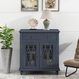31.5'' Wood Accent Buffet Sideboard Storage Cabinet with Doors and Adjustable Shelf, Entryway Kitchen Dining Room(D0102HPKD9Y)