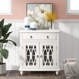 31.5'' Wood Accent Buffet Sideboard Storage Cabinet with Doors and Adjustable Shelf, Entryway Kitchen Dining Room(D0102HPKDSV)