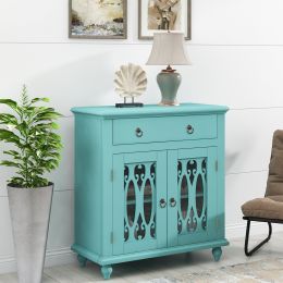 31.5'' Wood Accent Buffet Sideboard Storage Cabinet with Doors and Adjustable Shelf, Entryway Kitchen Dining Room(D0102HPKDSW)